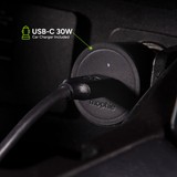 USB-C 30W Car Charger|| An included 30W USB-C car adapter provides power.