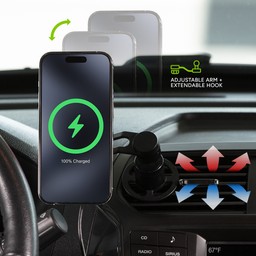 Off-set Extension Arm|| The off-set extension arm attaches to the mount, so you can rotate your phone above or below the vent. Off-set Extension Arm|| The off-set extension arm attaches to the mount, so you can rotate your phone above or below the vent.