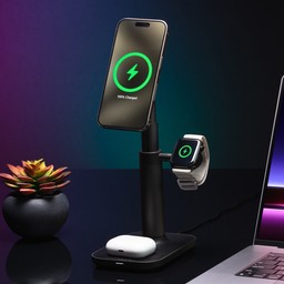 Space-saving Design||
This 3-in-1 stand takes up little surface area and holds your devices above your desk or tabletop. Space-saving Design||
This 3-in-1 stand takes up little surface area and holds your devices above your desk or tabletop.