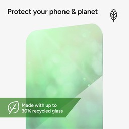 Protect your phone and planet || Made with up to 30% recycled glass Protect your phone and planet || Made with up to 30% recycled glass