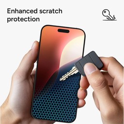 Enhanced Scratch Protection for the iPhone 16 Pro Max XTR4 screen protector has a nano-infused surface that makes it incredibly hard and scratch-resistant. Enhanced Scratch Protection for the iPhone 16 Pro Max XTR4 screen protector has a nano-infused surface that makes it incredibly hard and scratch-resistant.