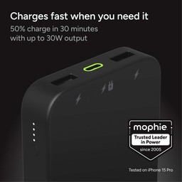 Up to 20W of Fast Charge with USB-C PD||When charging a single device, the USB-C port delivers up to 20W of power. Get 50% battery in just 30 minutes.<sup>2</sup> Up to 20W of Fast Charge with USB-C PD||When charging a single device, the USB-C port delivers up to 20W of power. Get 50% battery in just 30 minutes.<sup>2</sup>