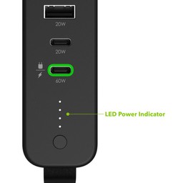 LED Power Indicator||The integrated four-light LED power indicator displays charging status and the current battery life. LED Power Indicator||The integrated four-light LED power indicator displays charging status and the current battery life.