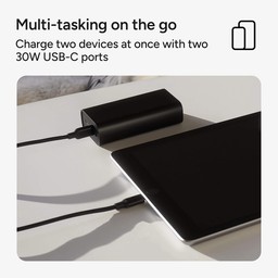 Multi-tasking on the go || Charge two devices at once with two 30W USB-C ports Multi-tasking on the go || Charge two devices at once with two 30W USB-C ports