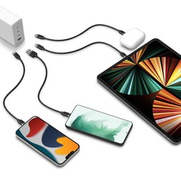Charge up to 4 Devices||3x USB-C PD ports and 1x USB-A port let you charge multiple devices at once (Cables not included). Charge up to 4 Devices||3x USB-C PD ports and 1x USB-A port let you charge multiple devices at once (Cables not included).