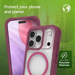 The Rainier phone case is made with recycled materials ** Black Cherry Pink The Rainier phone case is made with recycled materials ** Black Cherry Pink
