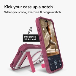 The Rainier phone case has an integrated stand for portrait or landscape viewing ** Black Cherry Pink The Rainier phone case has an integrated stand for portrait or landscape viewing ** Black Cherry Pink