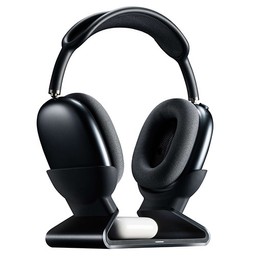 Premium AirPods Max headphones stand with magnetic USB-C charging and wireless pad