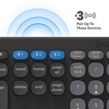 Pair with up to Three Devices
||This full-sized keyboard pairs via Bluetooth with up to three devices
without the need for additional pairing software