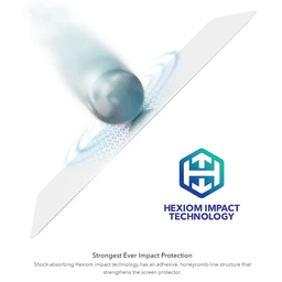 Strongest Ever Impact Protection 
||Shock-absorbing Hexiom impact technology has an adhesive, honeycomb-line structure that strengthens the screen protector Strongest Ever Impact Protection 
||Shock-absorbing Hexiom impact technology has an adhesive, honeycomb-line structure that strengthens the screen protector