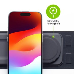 Made for MagSafe – MFi Certified|| The magnetic array on the travel charger is compatible with MagSafe-enabled iPhones. Charging begins on contact Made for MagSafe – MFi Certified|| The magnetic array on the travel charger is compatible with MagSafe-enabled iPhones. Charging begins on contact