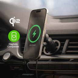 Qi2 and MagSafe Compatible
||The magnetic surface is compatible with MagSafe and Qi2-enabled phones. Qi2 and MagSafe Compatible
||The magnetic surface is compatible with MagSafe and Qi2-enabled phones.