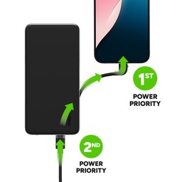 Pass-through Charging || Power is channeled to your phone first, then the Powerstation Plus battery. Pass-through Charging || Power is channeled to your phone first, then the Powerstation Plus battery.