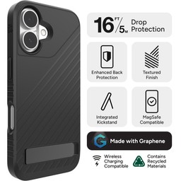 ZAGG Denali Snap Case with Kickstand for Apple iPhone 16 (Black) ZAGG Denali Snap Case with Kickstand for Apple iPhone 16 (Black)