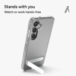 Integrated Kickstand: This fingernail-friendly kickstand holds the phone at the optimal angle for stability, and it folds back flush with the case. Integrated Kickstand: This fingernail-friendly kickstand holds the phone at the optimal angle for stability, and it folds back flush with the case.