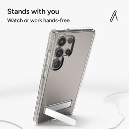 Integrated Kickstand: This fingernail-friendly kickstand holds the phone at the optimal angle for stability, and it folds back flush with the case. Integrated Kickstand: This fingernail-friendly kickstand holds the phone at the optimal angle for stability, and it folds back flush with the case.