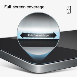 Full-screen coverage with reinforced edges Full-screen coverage with reinforced edges