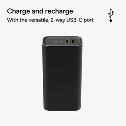 Charge and recharge with the versatile, 2-way USB-C port Charge and recharge with the versatile, 2-way USB-C port