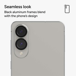 Seamless look, black aluminium frames blend with the phone's design Seamless look, black aluminium frames blend with the phone's design