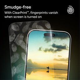 Smudgefree surface with ClearPrint fingerprints technology vanishes when the screen is turned on Smudgefree surface with ClearPrint fingerprints technology vanishes when the screen is turned on