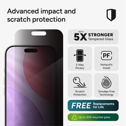 InvisibleShield Glass Elite Privacy Apple iPhone 17 Pro Screen Protector InvisibleShield Glass Elite Privacy Apple iPhone 17 Pro Screen Protector
