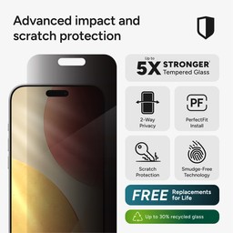 InvisibleShield Glass Elite Privacy Apple iPhone 17 Pro Max Screen Protector InvisibleShield Glass Elite Privacy Apple iPhone 17 Pro Max Screen Protector