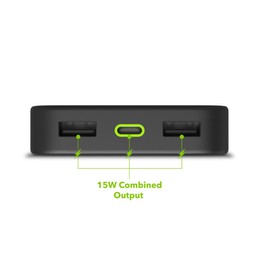 Up to 15W Combined Output
||Two USB-A ports and one USB-C port used simultaneously can provide a combined output of up to 15W. <sup>3</sup> Up to 15W Combined Output
||Two USB-A ports and one USB-C port used simultaneously can provide a combined output of up to 15W. <sup>3</sup>